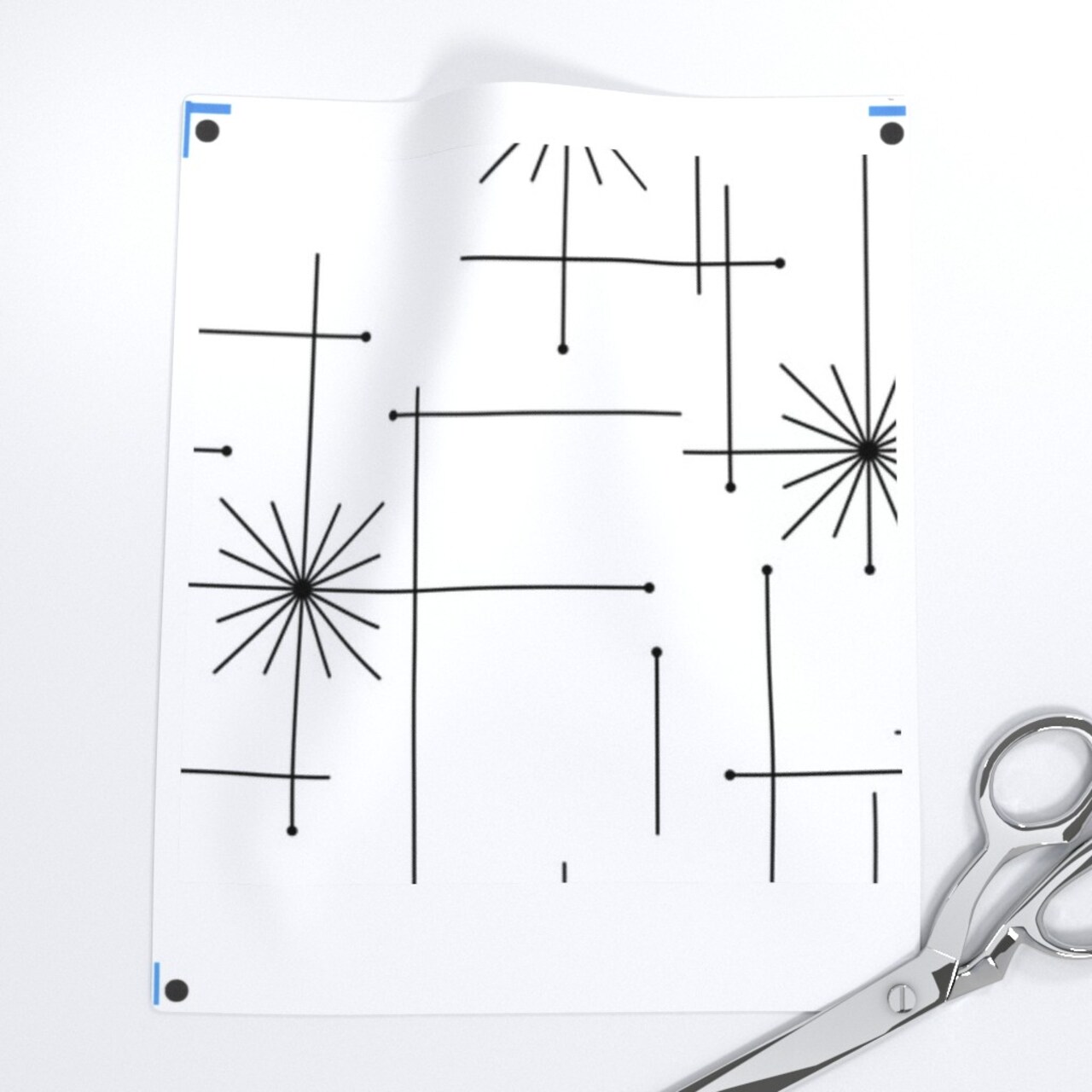 Geometric Mid Century Midcentury Modern Black White Monochrome Minimal Custom Pre-pasted Wallpaper by Spoonflower Pre-Pasted Wallpaper 2FT Wide